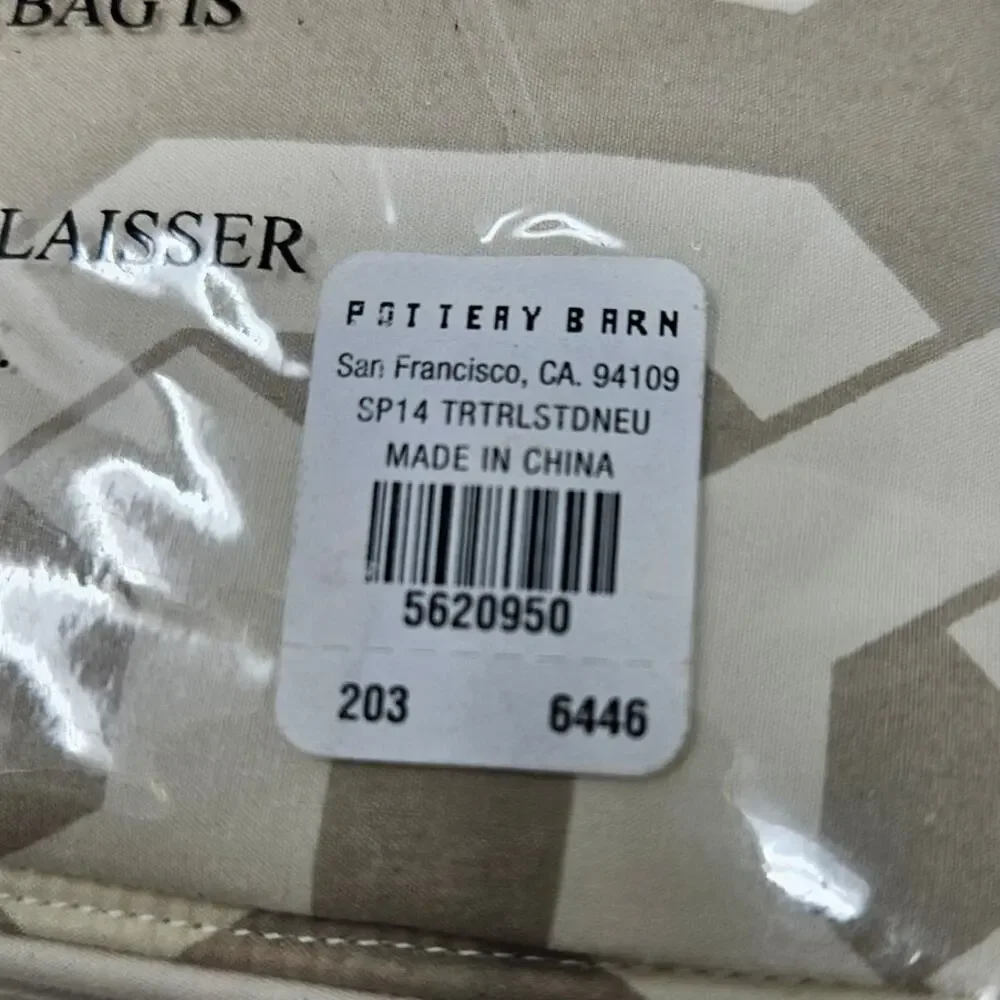 NEW Pottery Barn Terri Trellis Sham Standard Cotton Tan Coastal Oeko-Tex